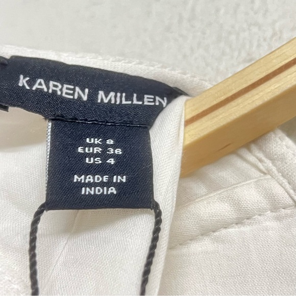 New Karen Millen Linen Cotton Hand Embellished Bow Detail Midaxi Midi Dress - Picture 9 of 9